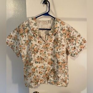 Vintage Floral Button-Up Women's Top